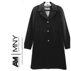Nwot MARC NEW YORK Black Wool/ Cashmere Peacoat